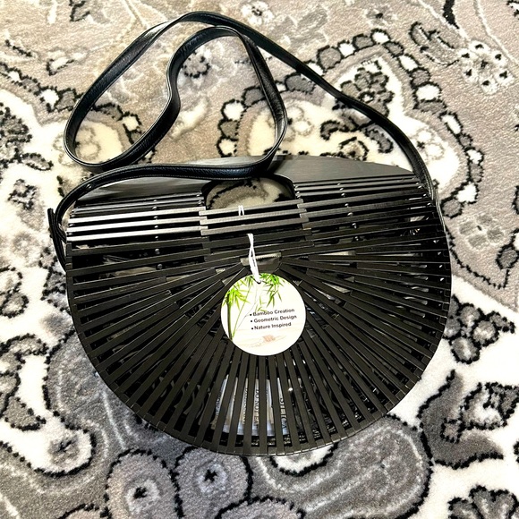 Bamboo creations, black hand bag, Crossbody bag clutch bag - Picture 1 of 6